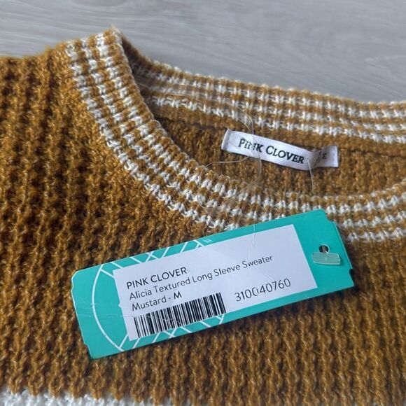 Pink Clover Alicia Textured Long Sleeve Sweater mustard size M stitch fix nwt - Picture 5 of 5
